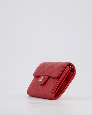 Chanel Red Extra Small Wallet on Chain in Lambskin Leather with Silver Hardware