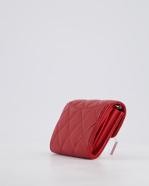 Chanel Red Extra Small Wallet on Chain in Lambskin Leather with Silver Hardware