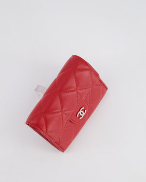 Chanel Red Extra Small Wallet on Chain in Lambskin Leather with Silver Hardware