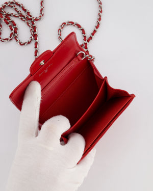 Chanel Red Extra Small Wallet on Chain in Lambskin Leather with Silver Hardware