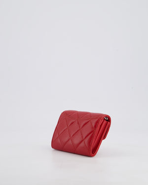 Chanel Red Extra Small Wallet on Chain in Lambskin Leather with Silver Hardware