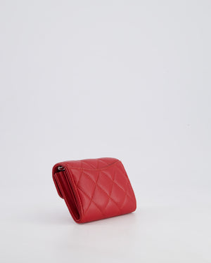 Chanel Red Extra Small Wallet on Chain in Lambskin Leather with Silver Hardware