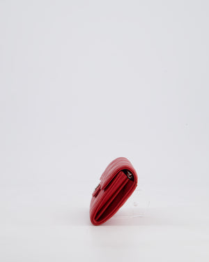 Chanel Red Extra Small Wallet on Chain in Lambskin Leather with Silver Hardware