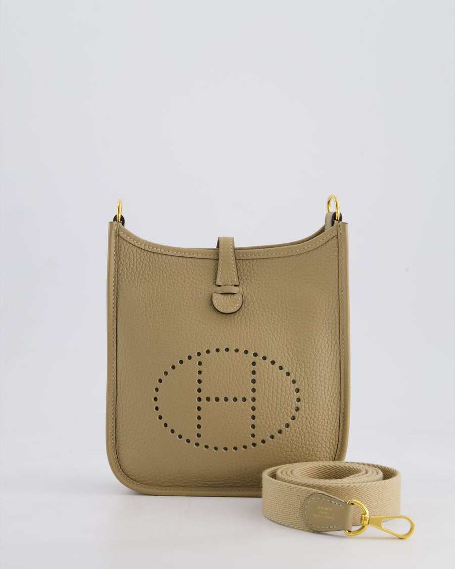 Hermès Mini Evelyne Bag in Trench Clemence Leather with Gold Hardware