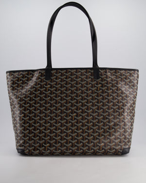 Goyard Black MM Artois Tote Bag in Goyardine Canvas with Silver Zip Detail