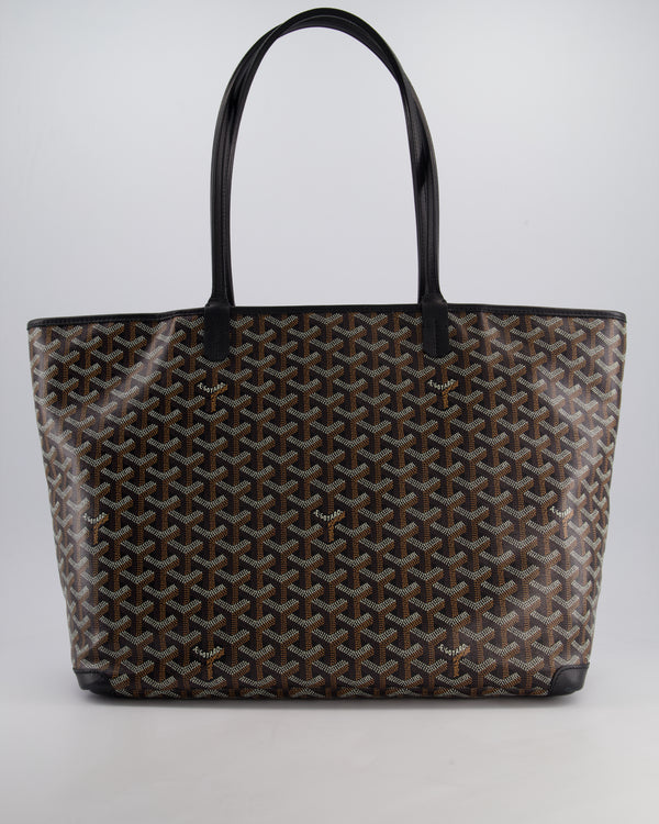 Goyard Black MM Artois Tote Bag in Goyardine Canvas with Silver Zip Detail