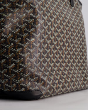 Goyard Black MM Artois Tote Bag in Goyardine Canvas with Silver Zip Detail