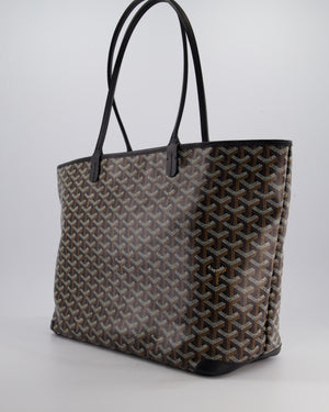 Goyard Black MM Artois Tote Bag in Goyardine Canvas with Silver Zip Detail