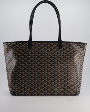 Goyard Black MM Artois Tote Bag in Goyardine Canvas with Silver Zip Detail