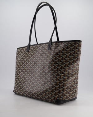 Goyard Black MM Artois Tote Bag in Goyardine Canvas with Silver Zip Detail