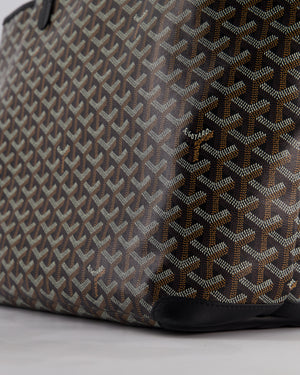 Goyard Black MM Artois Tote Bag in Goyardine Canvas with Silver Zip Detail