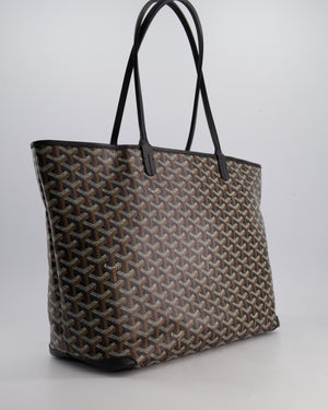 Goyard Black MM Artois Tote Bag in Goyardine Canvas with Silver Zip Detail
