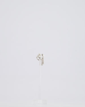 *HOT* Chanel Silver & White Heart Mother Of Pearl & CC Logo Pendant Earrings with Diamante and Detail