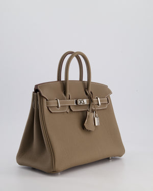 Hermès Birkin 25 Retourne Bag in Etoupe Togo Leather with Palladium Hardware