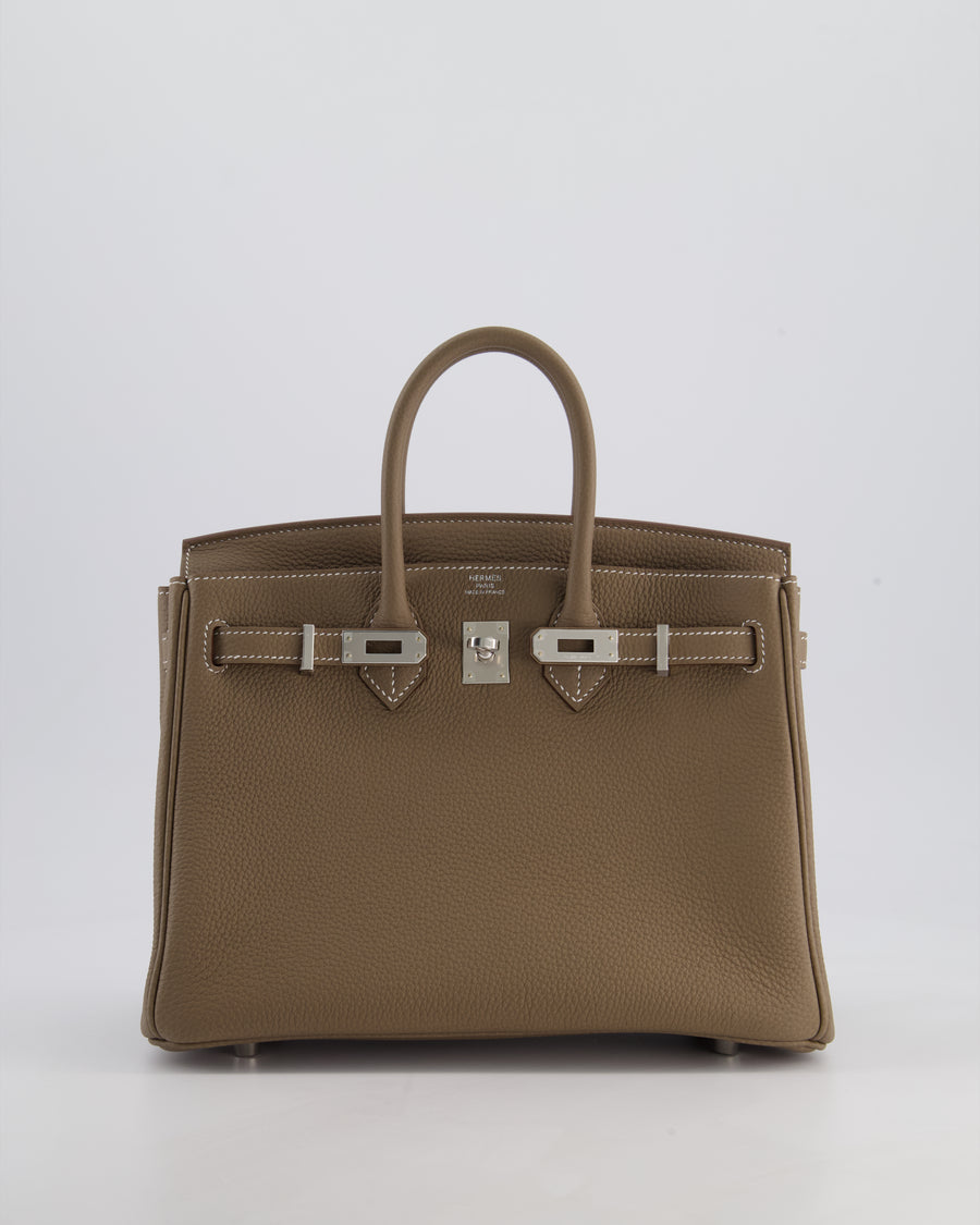 Hermès Birkin 25 Retourne Bag in Etoupe Togo Leather with Palladium Hardware