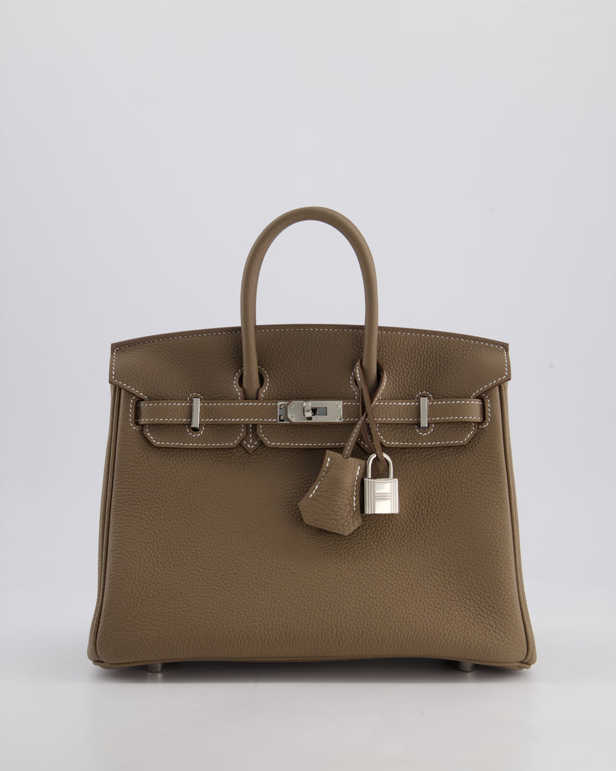 Hermès Birkin 25 Retourne Bag in Etoupe Togo Leather with Palladium Hardware