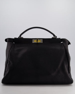 Fendi Large Peekaboo Black Bag with Brushed Gold and Gunmetal Hardware