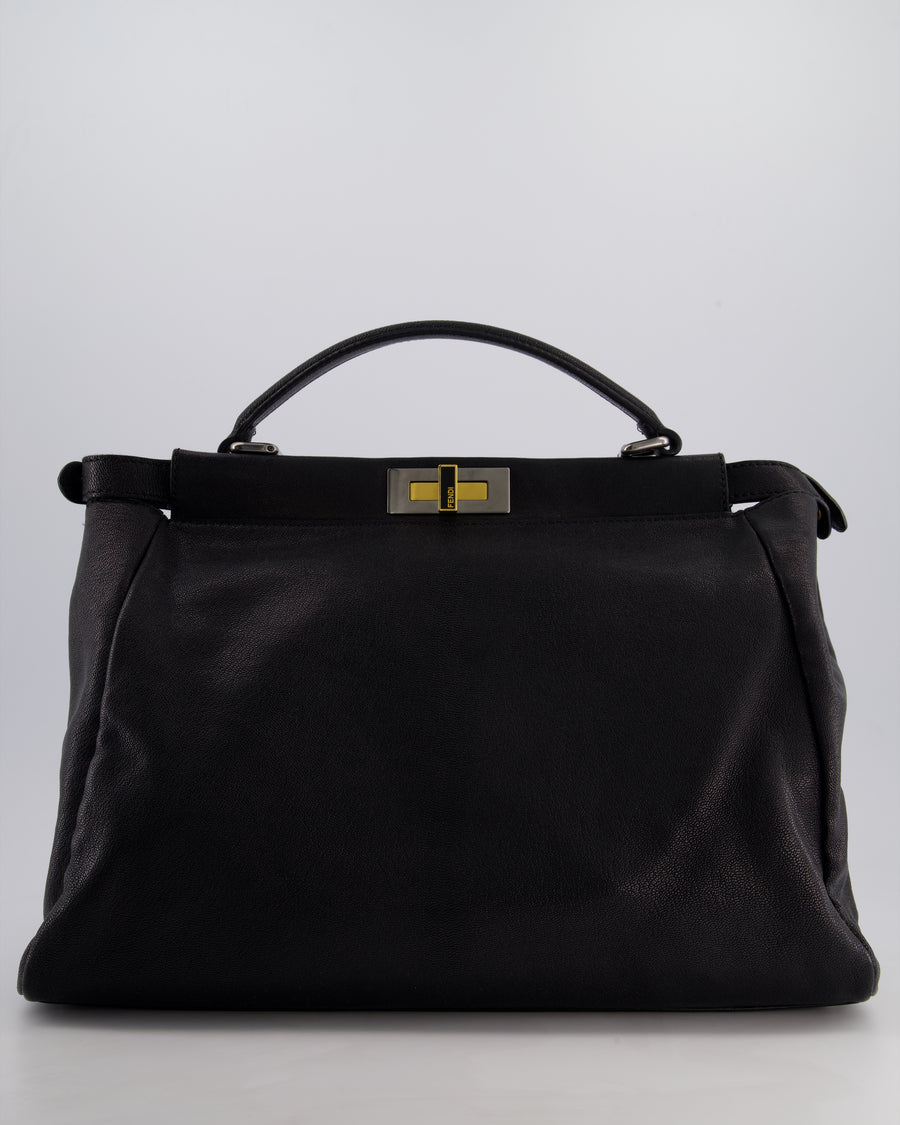 Fendi Large Peekaboo Black Bag with Brushed Gold and Gunmetal Hardware