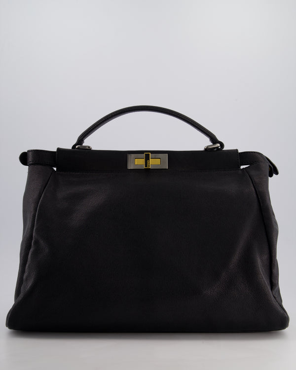 Fendi Large Peekaboo Black Bag with Brushed Gold and Gunmetal Hardware
