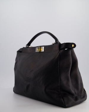 Fendi Large Peekaboo Black Bag with Brushed Gold and Gunmetal Hardware