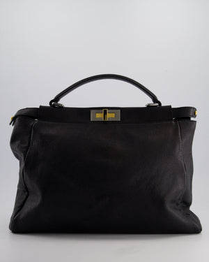 Fendi Large Peekaboo Black Bag with Brushed Gold and Gunmetal Hardware