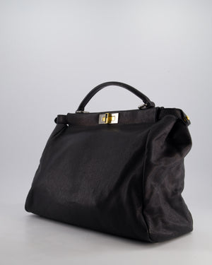 Fendi Large Peekaboo Black Bag with Brushed Gold and Gunmetal Hardware