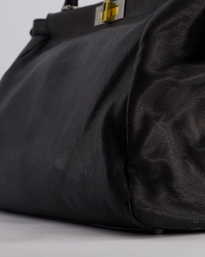 Fendi Large Peekaboo Black Bag with Brushed Gold and Gunmetal Hardware