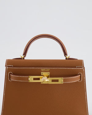 Hermès Mini Kelly II 20cm Bag in Gold Epsom Leather with Gold Hardware