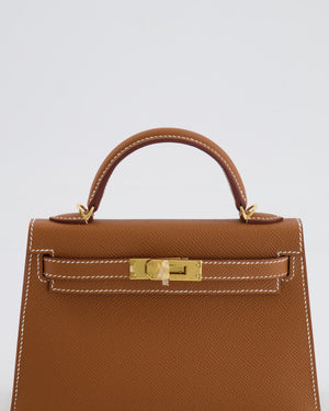 Hermès Mini Kelly II 20cm Bag in Gold Epsom Leather with Gold Hardware