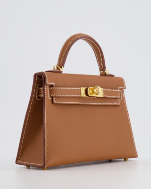 Hermès Mini Kelly II 20cm Bag in Gold Epsom Leather with Gold Hardware