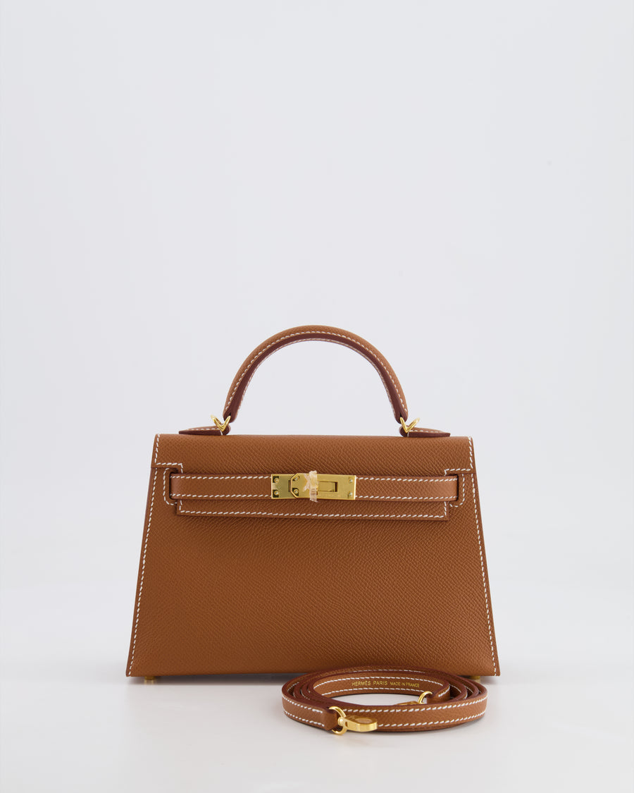 Hermès Mini Kelly II 20cm Bag in Gold Epsom Leather with Gold Hardware