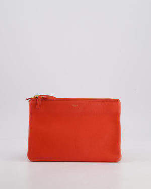 *FIRE PRICE* Celine Coral Red Trio Crossbody Bag with Gold CELINE Logo