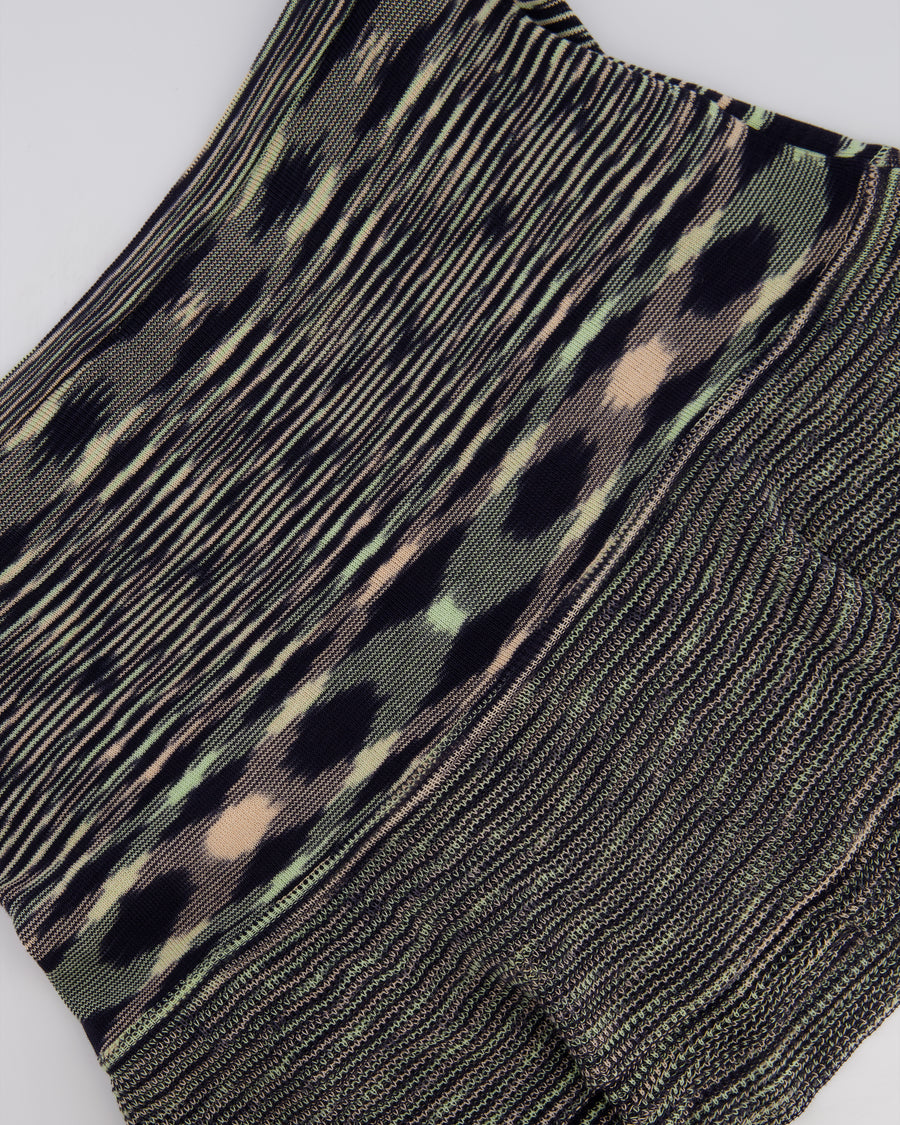 Missoni Black and Green Knitted Mini Skirt with Peplum IT 40 (UK 8)