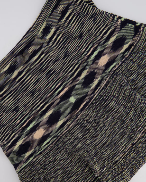 Missoni Black and Green Knitted Mini Skirt with Peplum IT 40 (UK 8)