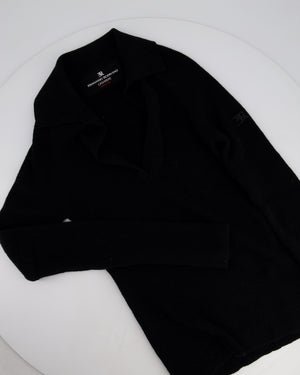 Ermanno Scervino Black Cashmere Ribbed Long Sleeve Jumper with Collar Size IT 36 (UK 4)