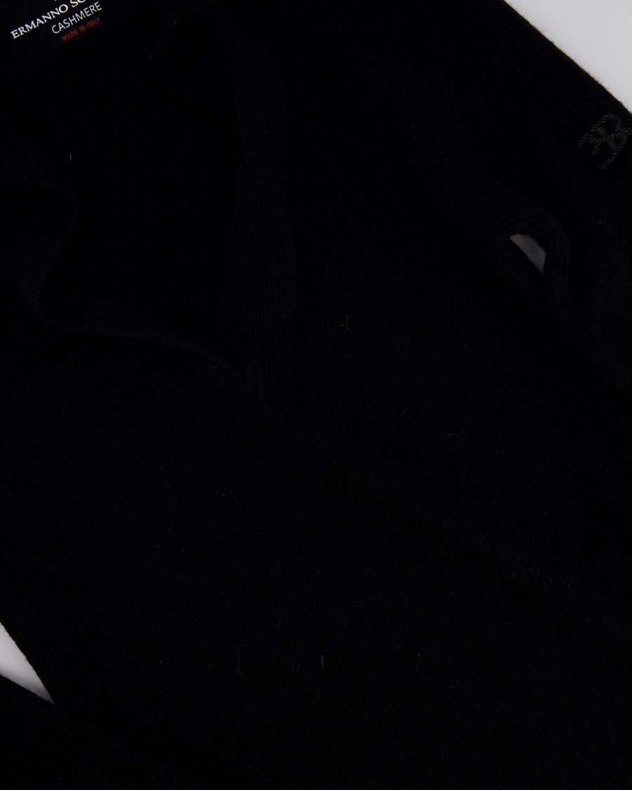 Ermanno Scervino Black Cashmere Ribbed Long Sleeve Jumper with Collar Size IT 36 (UK 4)