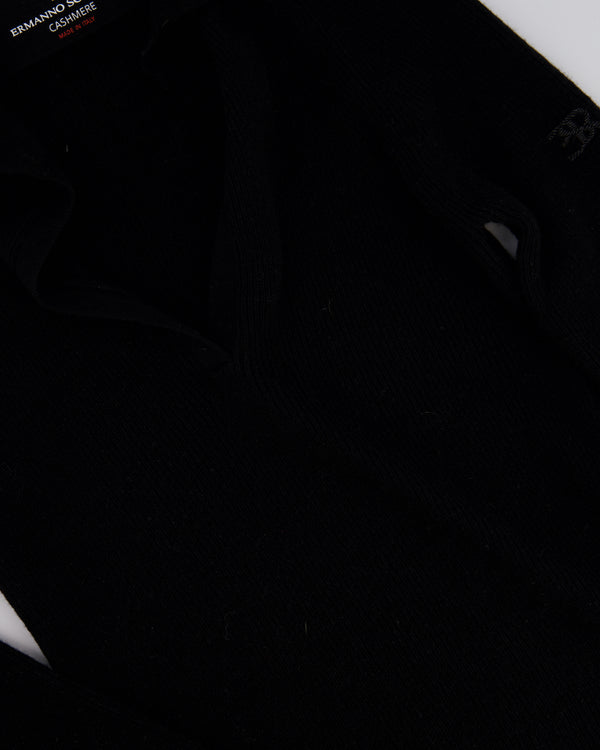 Ermanno Scervino Black Cashmere Ribbed Long Sleeve Jumper with Collar Size IT 36 (UK 4)