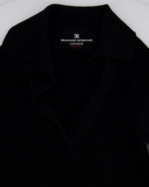 Ermanno Scervino Black Cashmere Ribbed Long Sleeve Jumper with Collar Size IT 36 (UK 4)