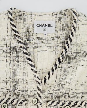 Chanel White and Grey Tweed Vest with CC Logo Buttons and Gold Metallic Details Size FR 38 (UK 10)