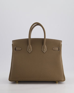 Hermès Birkin Retourne 25cm Bag in Etoupe Togo Leather with Gold Hardware
