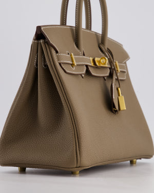 Hermès Birkin Retourne 25cm Bag in Etoupe Togo Leather with Gold Hardware