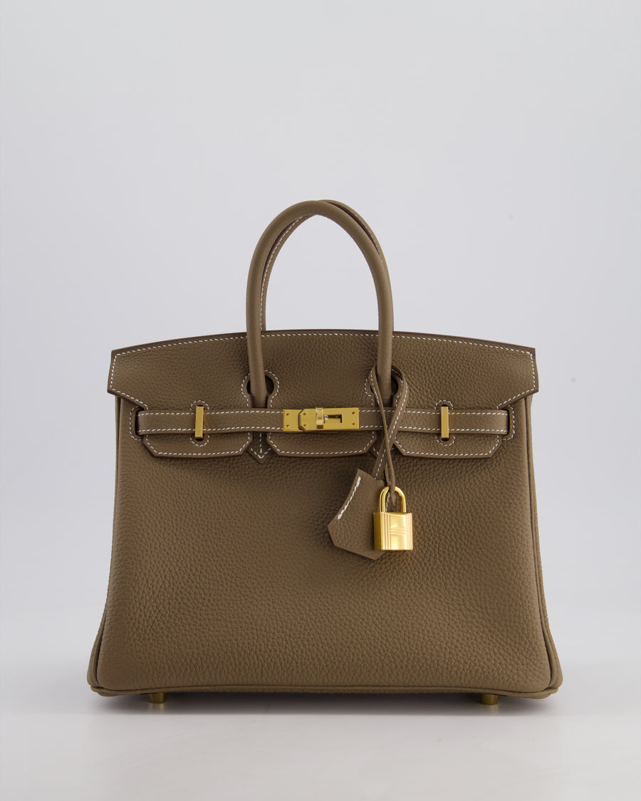 Hermès Birkin Retourne 25cm Bag in Etoupe Togo Leather with Gold Hardware