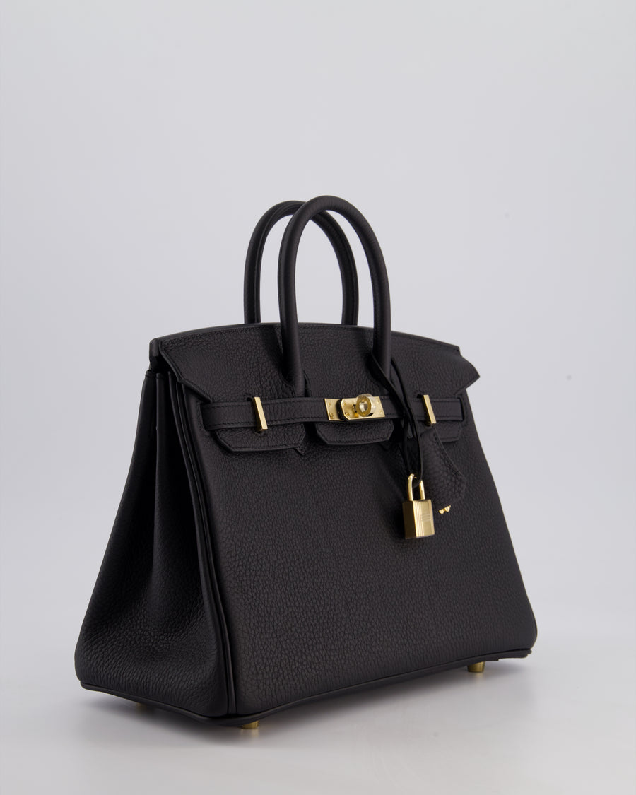 *SUPER RARE* Hermès Birkin 25 Retourne Bag in Noir Togo Leather with Permabrass Hardware
