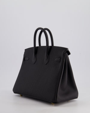*SUPER RARE* Hermès Birkin 25 Retourne Bag in Noir Togo Leather with Permbrass Hardware