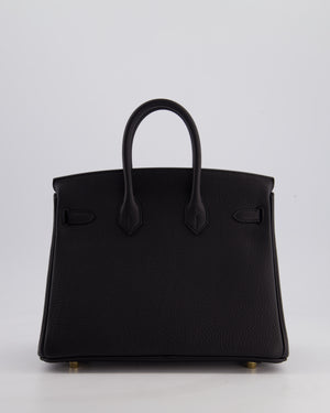 *SUPER RARE* Hermès Birkin 25 Retourne Bag in Noir Togo Leather with Permbrass Hardware