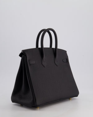 *SUPER RARE* Hermès Birkin 25 Retourne Bag in Noir Togo Leather with Permbrass Hardware