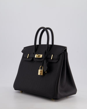 *SUPER RARE* Hermès Birkin 25 Retourne Bag in Noir Togo Leather with Permbrass Hardware