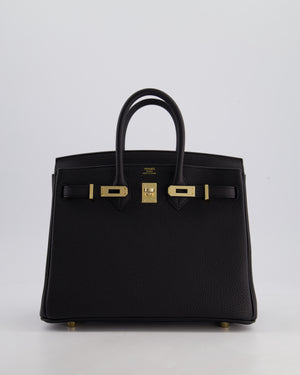 *SUPER RARE* Hermès Birkin 25 Retourne Bag in Noir Togo Leather with Permbrass Hardware