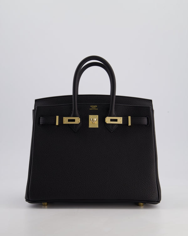 *SUPER RARE* Hermès Birkin 25 Retourne Bag in Noir Togo Leather with Permbrass Hardware