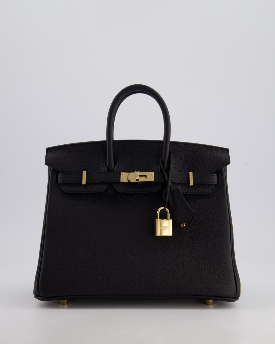 *SUPER RARE* Hermès Birkin 25 Retourne Bag in Noir Togo Leather with Permbrass Hardware